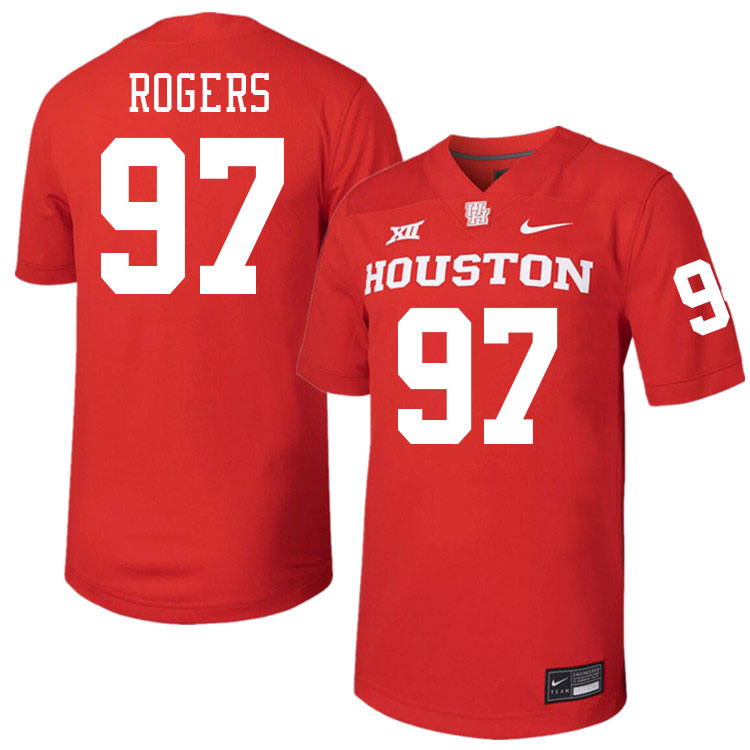 Men #97 Everitt Rogers Houston Cougars College Football Jerseys Stitched-Red